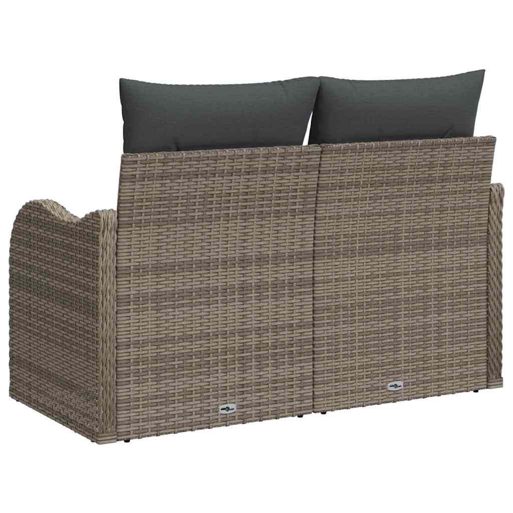 2-seter Hagesofa med Puter Grå Poly Rattan