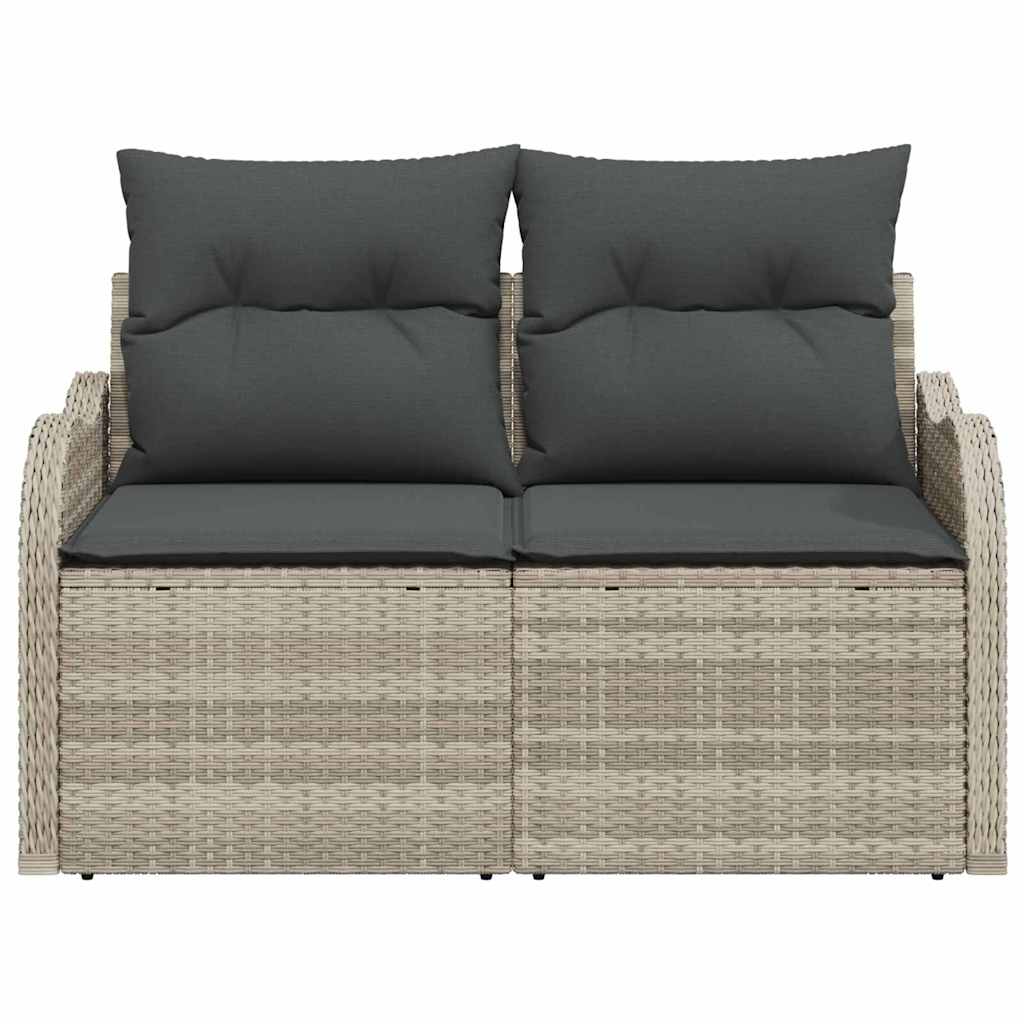 2-seters hage-sofa med puter lys grå polyrotting