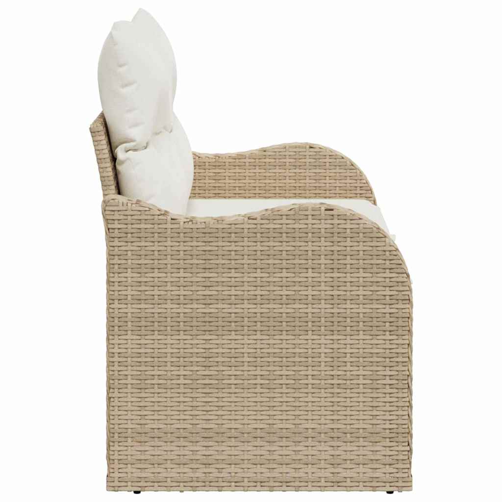2-seters hagemøbel med oppbevaring og puter i beige poly-rattan