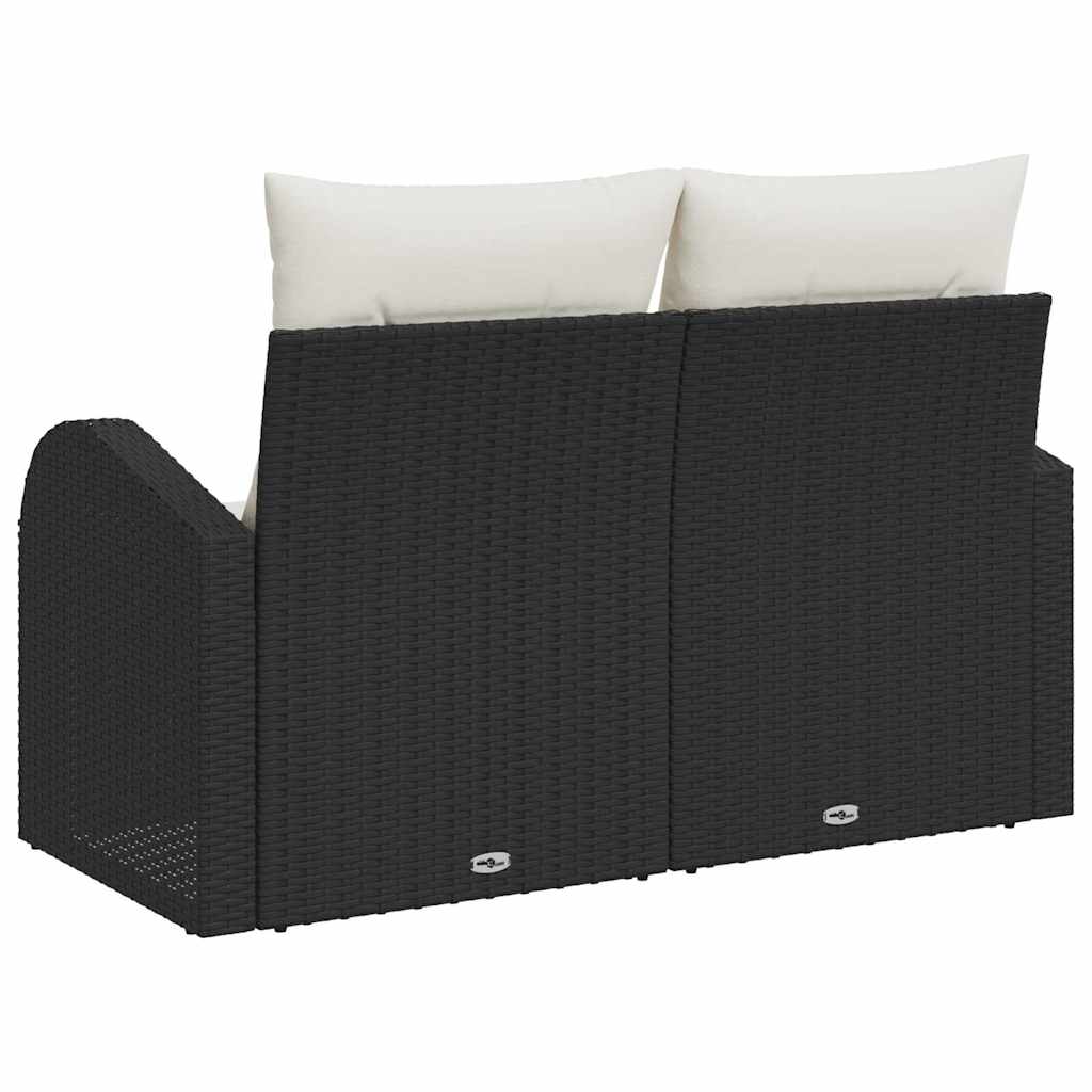 2-seters hage Sofa med puter svart polyrotting