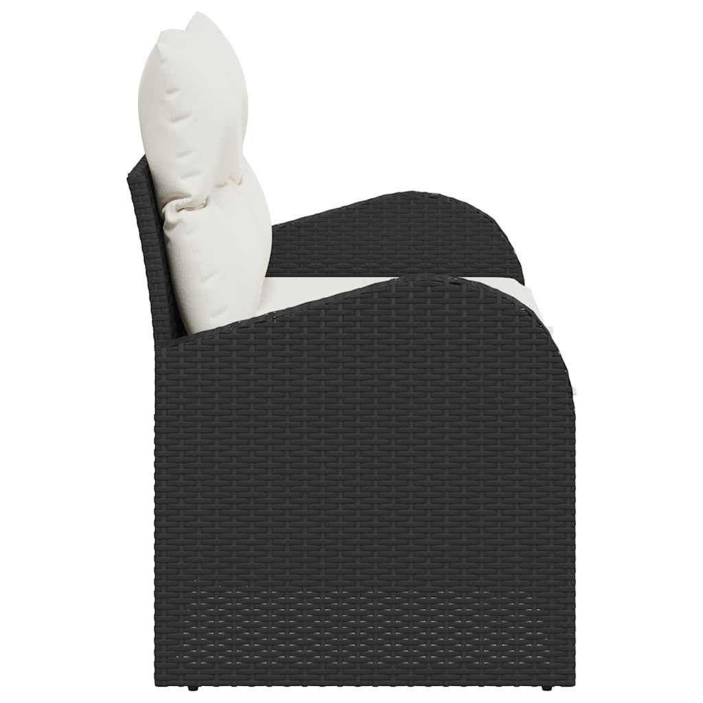 2-seters hage Sofa med puter svart polyrotting