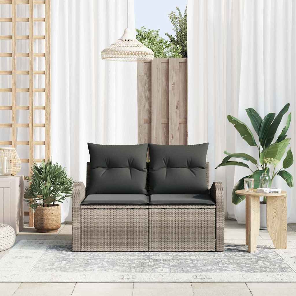 2-seter hagesofa med puter Grå Polyrotting