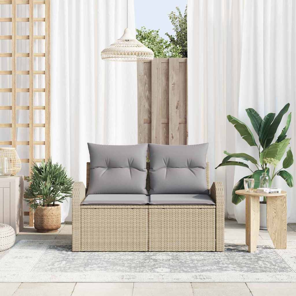 2-seter Hagesofa med Puter Beige Poly Rottning