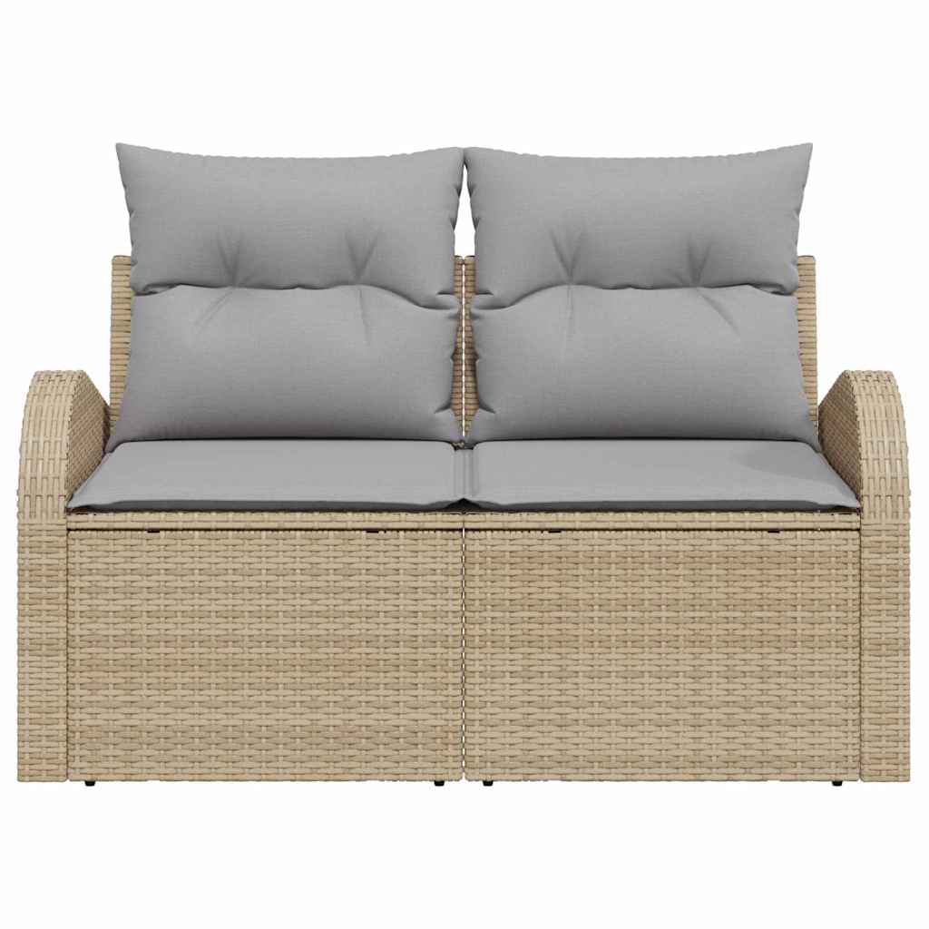 2-seter Hagesofa med Puter Beige Poly Rottning