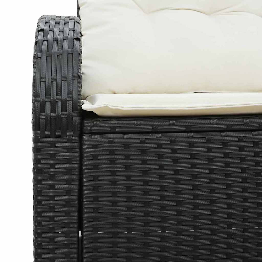 2-personers Hagesofa med Oppbevaring & Puter Svart Polyrotting