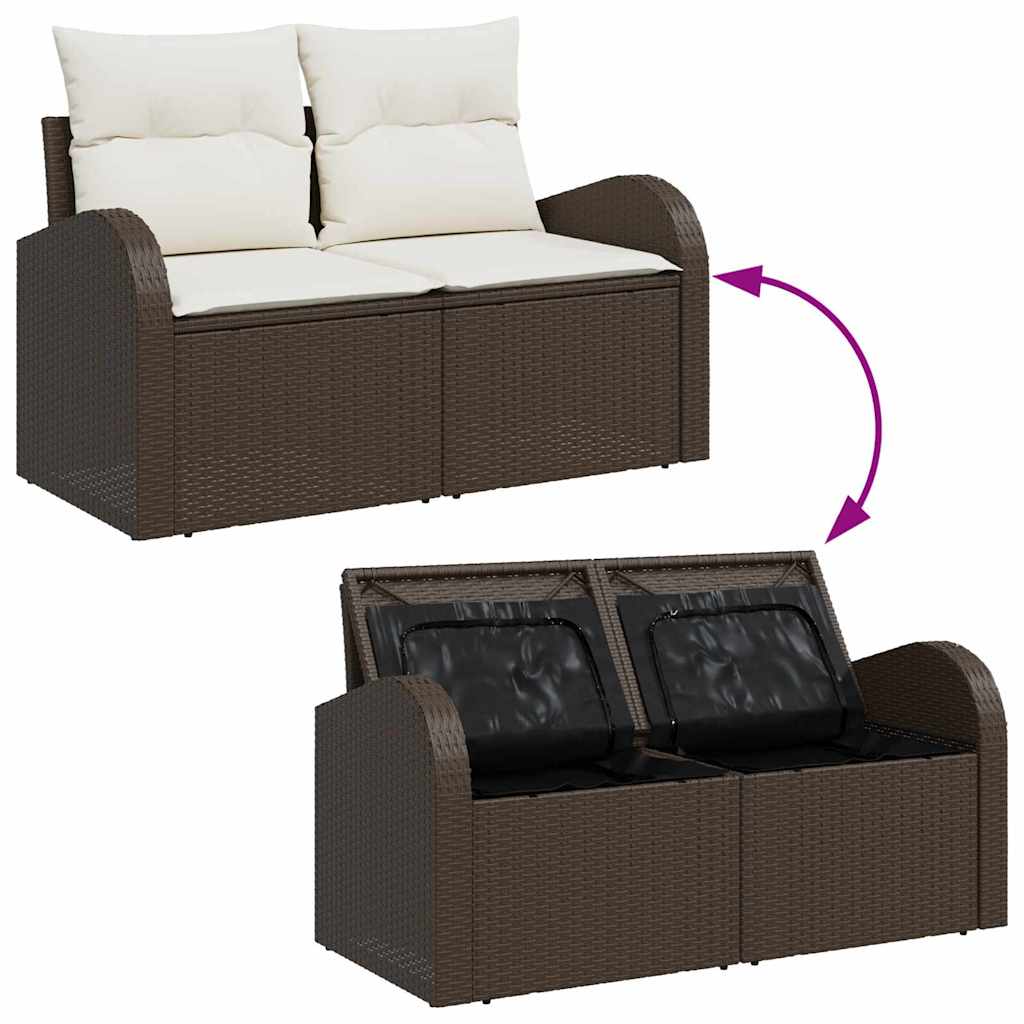 2-seters hagesofa med lagring og puter Brun polyrotting