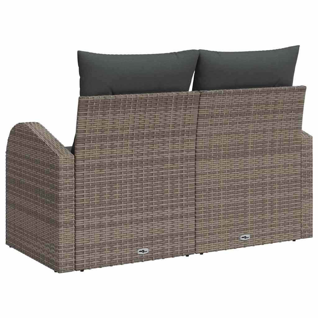 2-seters hagesofa med lagring & puter Grå Polyrotting