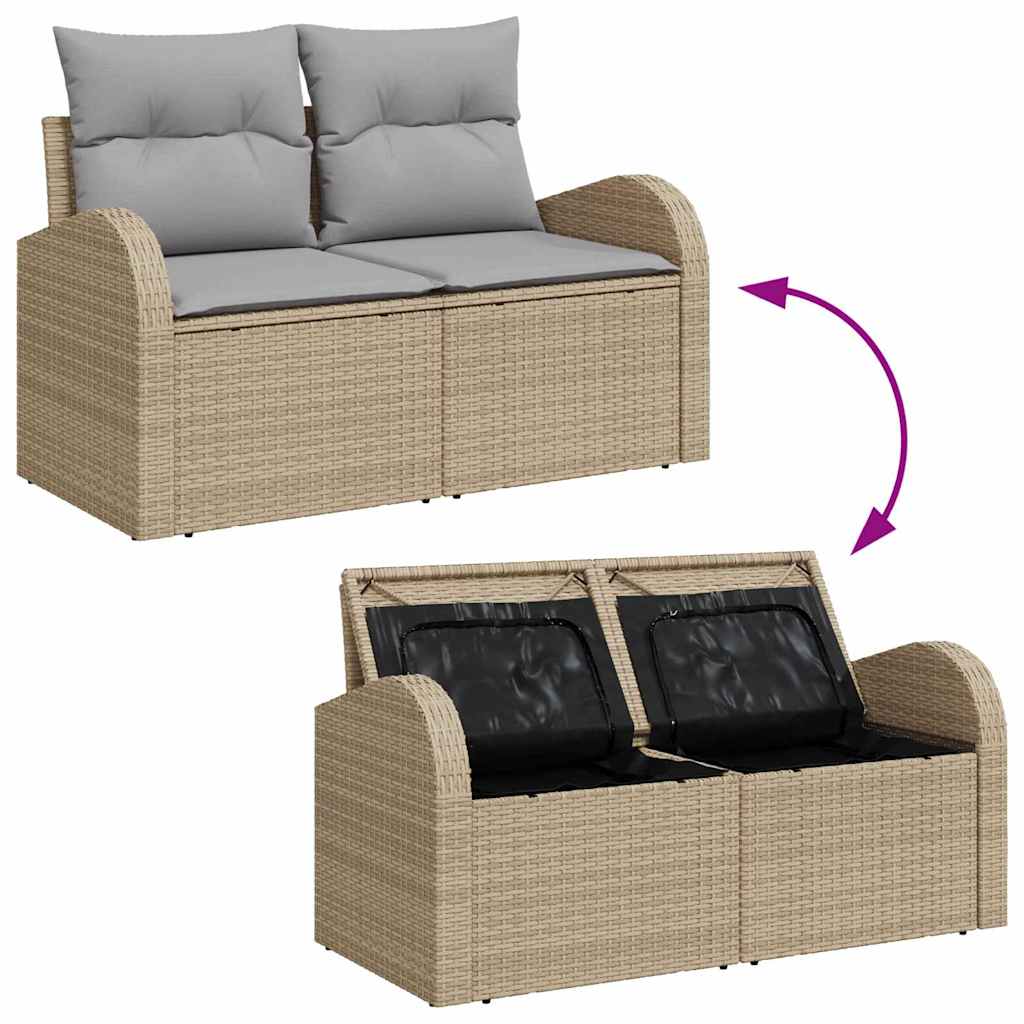 2-seter Hage Sofa med lagring & puter Beige Poly Rottning