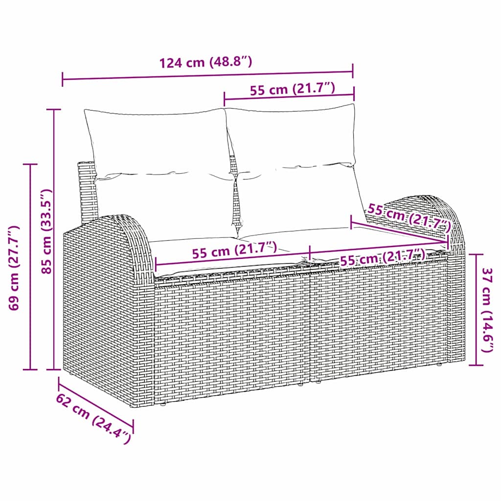 2-seter Hage Sofa med lagring & puter Beige Poly Rottning