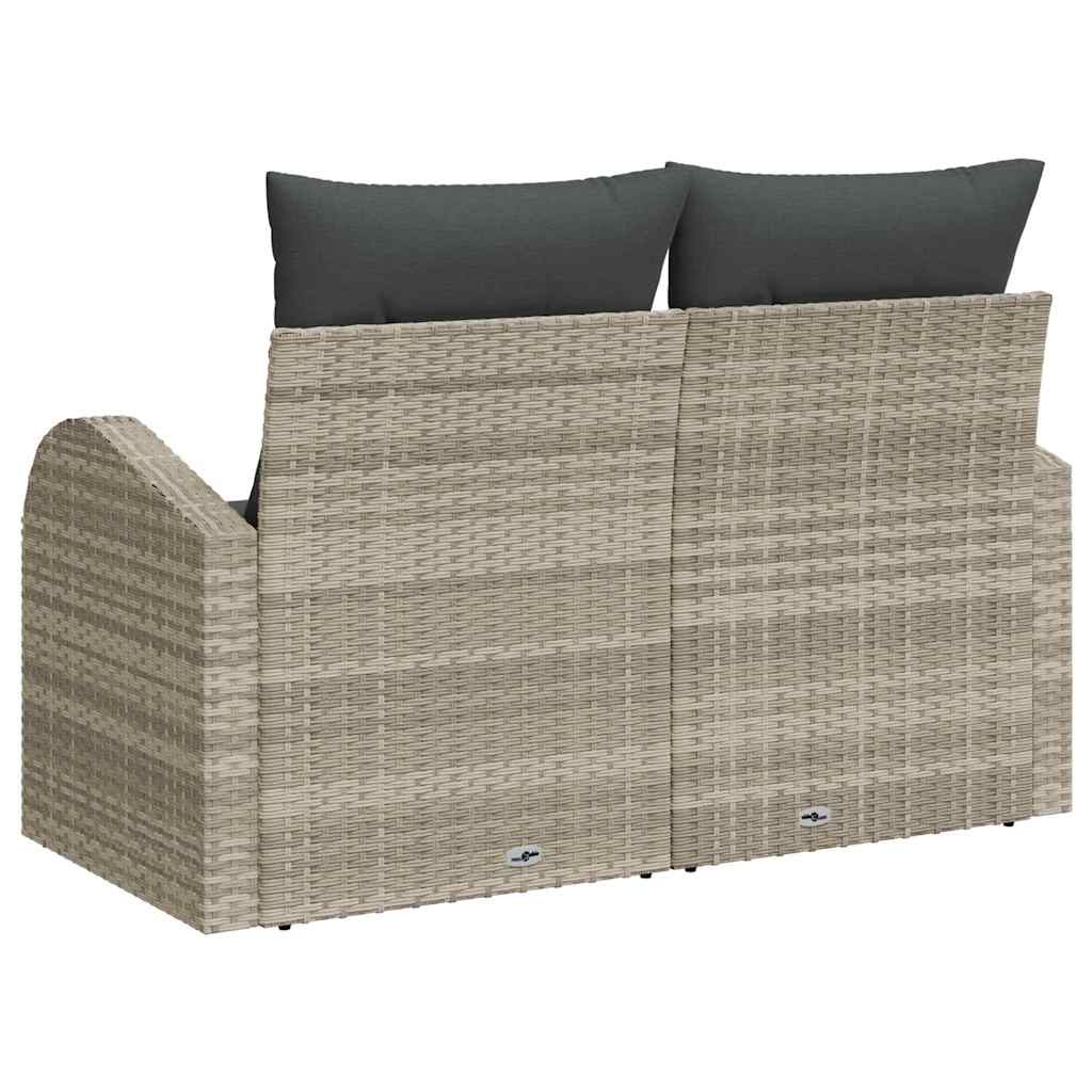 2-seters hagesofa med lagring & puter Lys grå Polyrotting