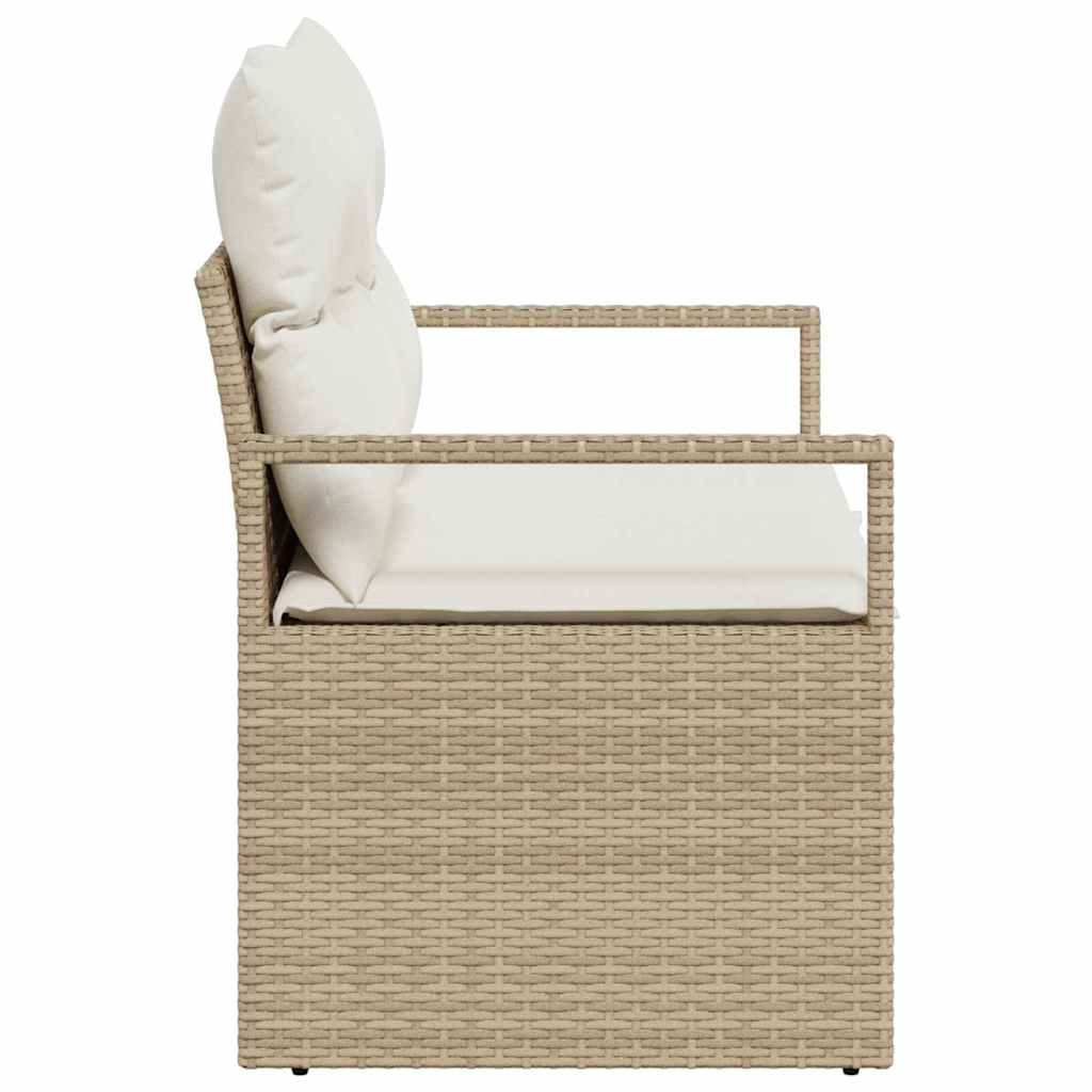 2-seters hage-sofa med puter beige polyrotting
