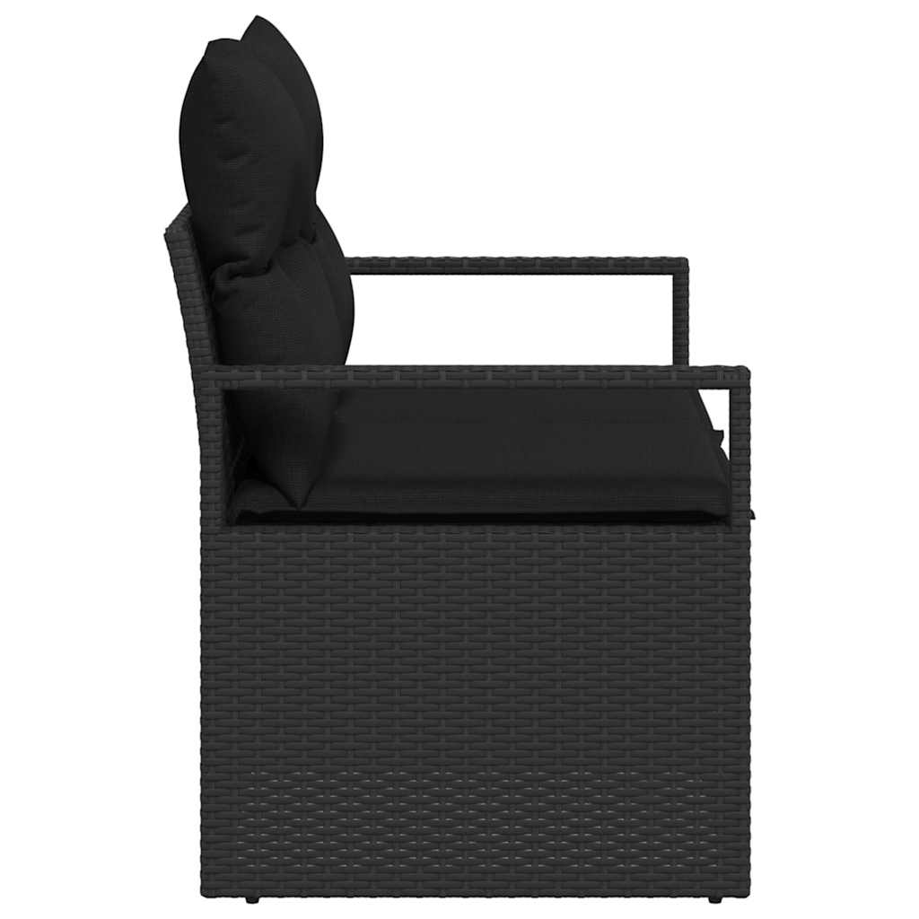 2-seters hage-sofa med puter svart poly-rattan