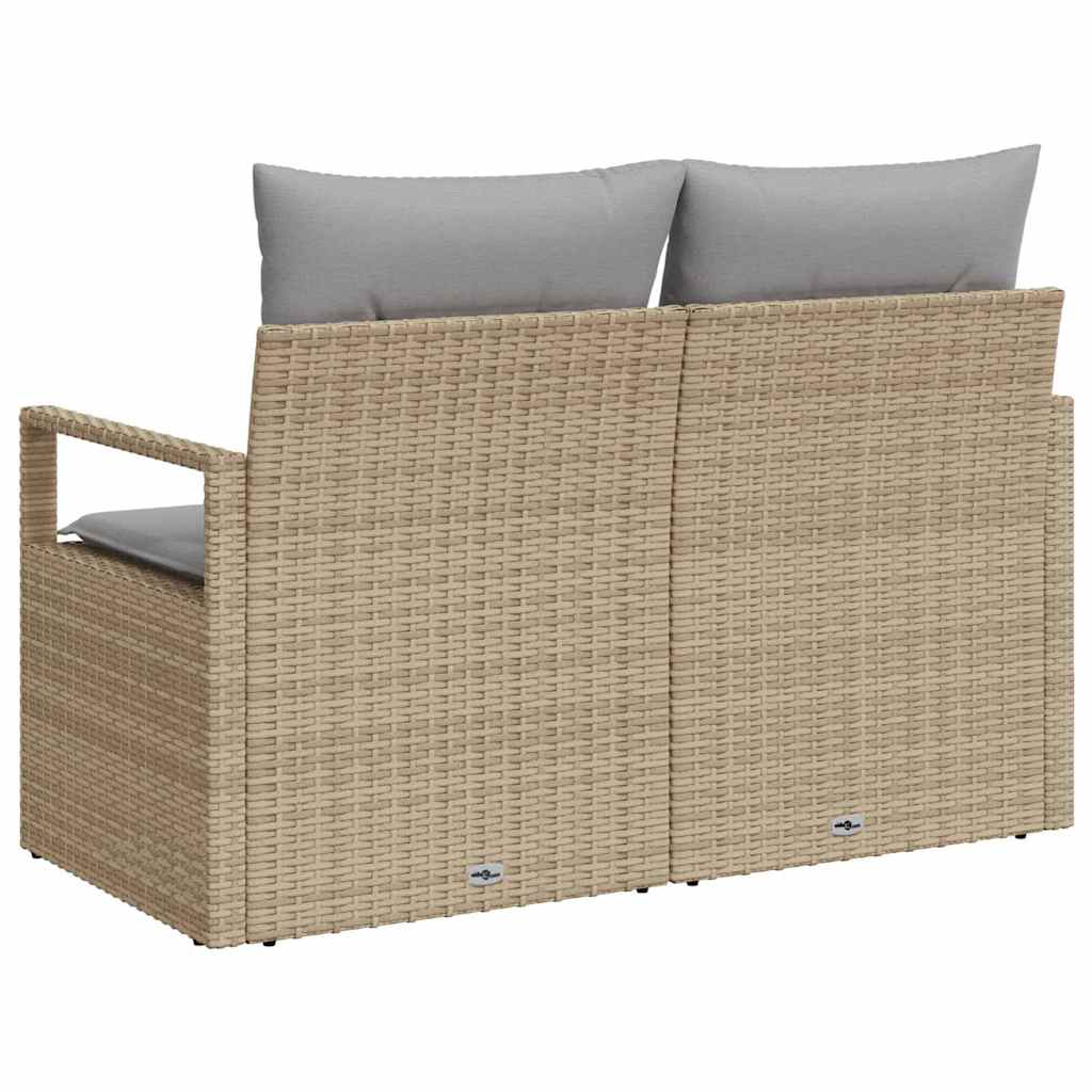 2-seter Hagemøbelsofa med Lagring & Puter Beige Poly Rattan
