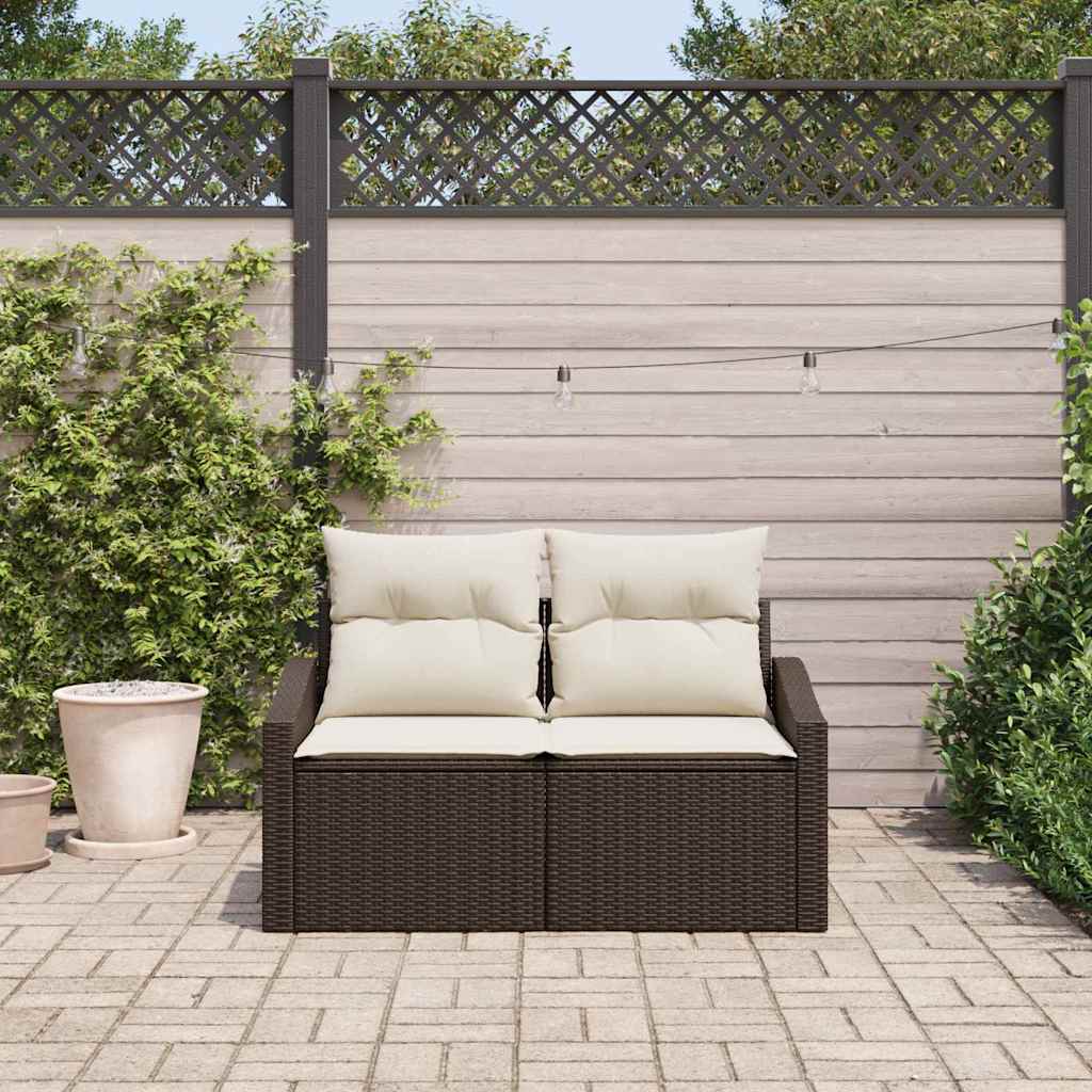 2-seters hagesofa med puter Brun Polyrotting
