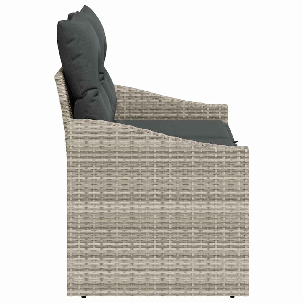 2-seters hage-sofa med puter grå polyrotting
