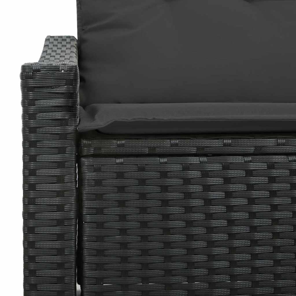 2-seters hagesofa med puter svart polyrotting