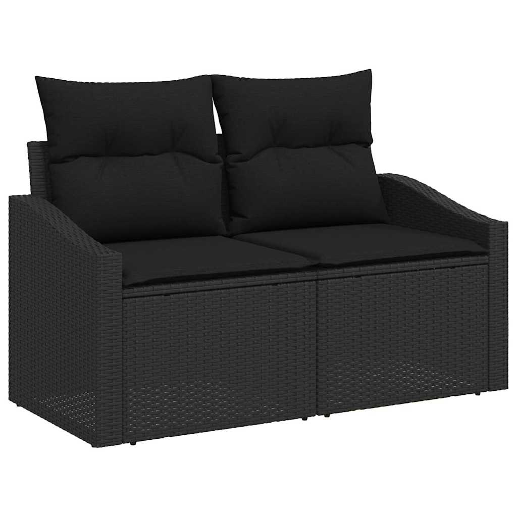 2-seters hagesofa med puter svart polyrotting
