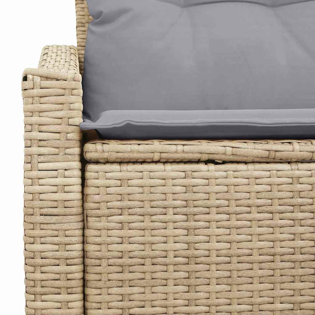 2-seters hage-sofa med lagring og puter beige polyrotting