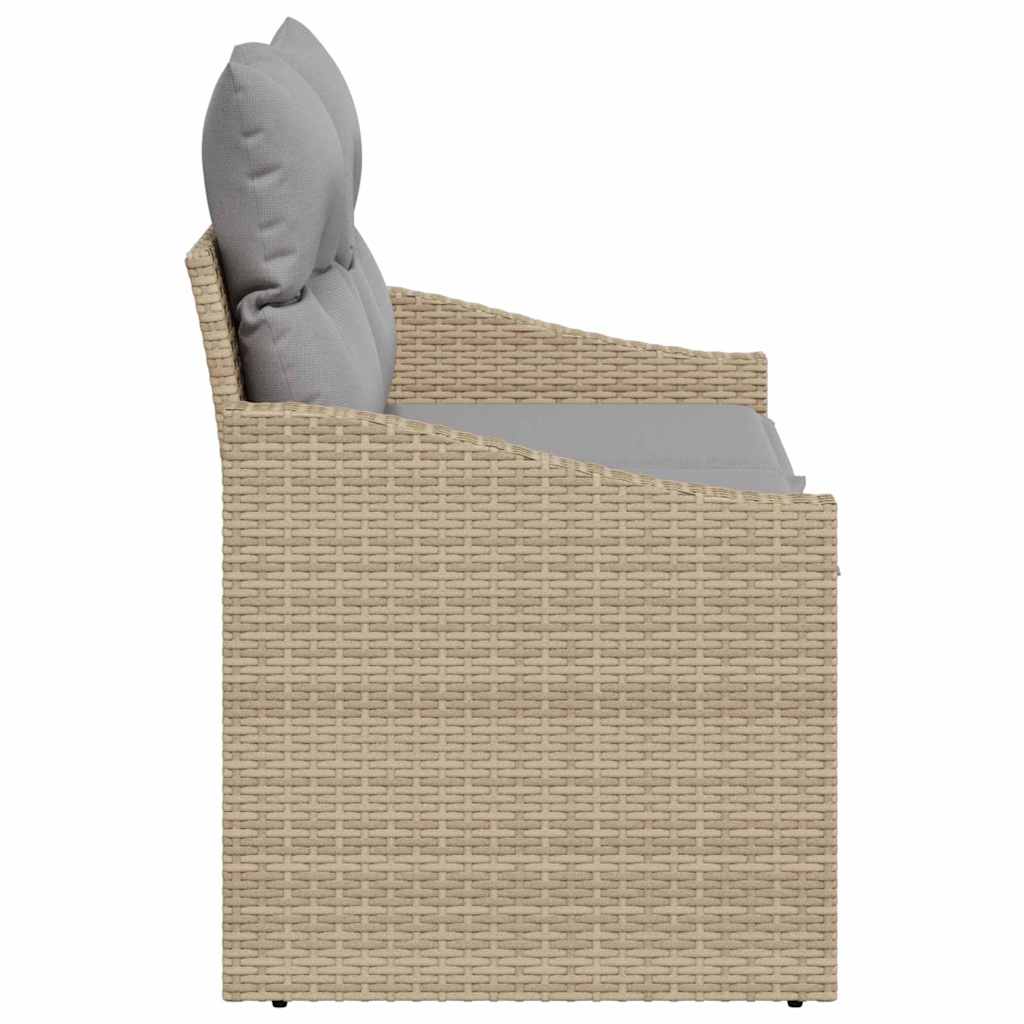 2-seters hage-sofa med lagring og puter beige polyrotting