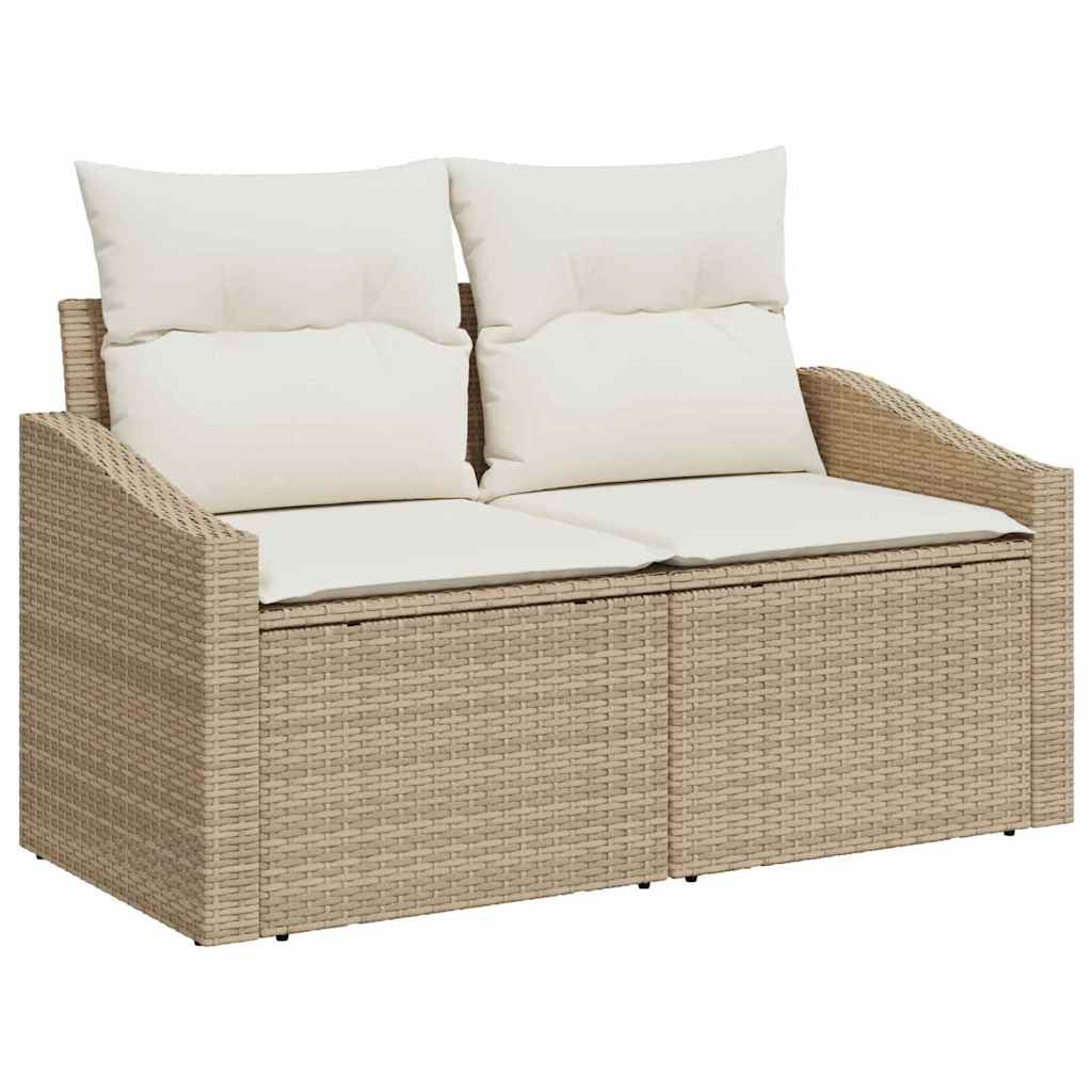 2-seters hagesofa med oppbevaring og puter Beige polyrotting