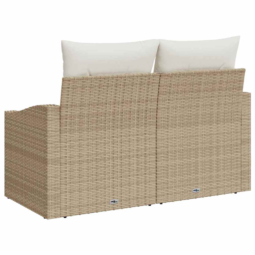 2-seters hagesofa med oppbevaring og puter Beige polyrotting
