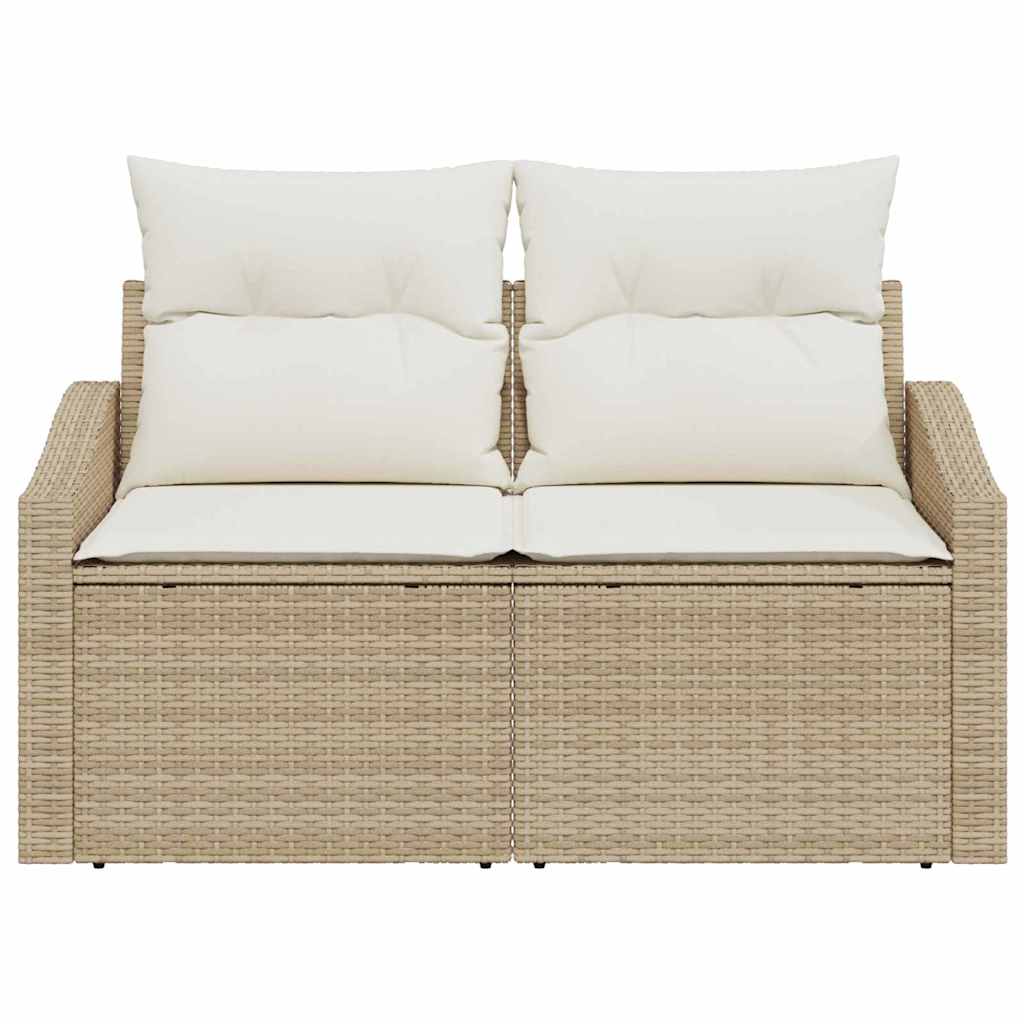 2-seters hagesofa med oppbevaring og puter Beige polyrotting