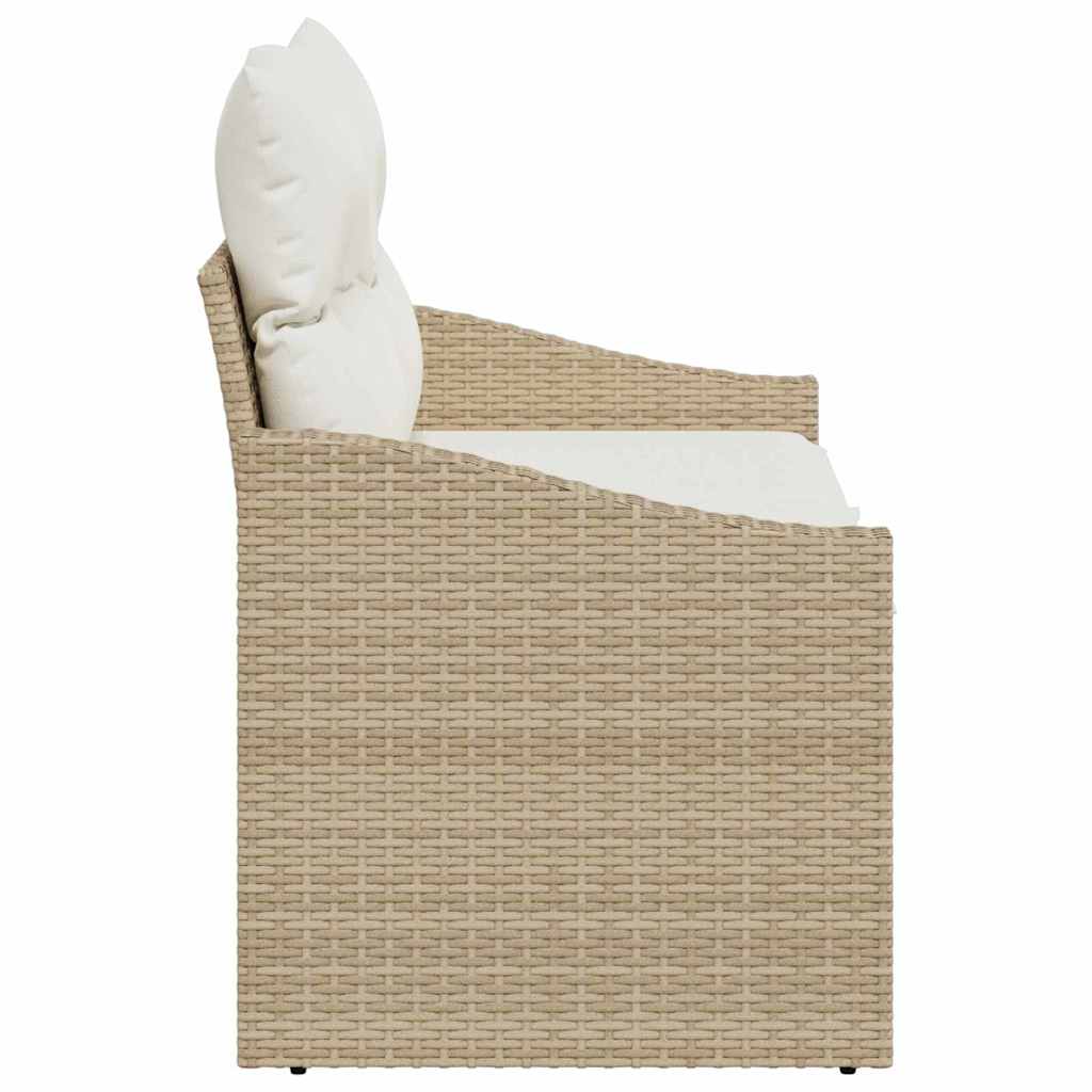 2-seters hagesofa med oppbevaring og puter Beige polyrotting