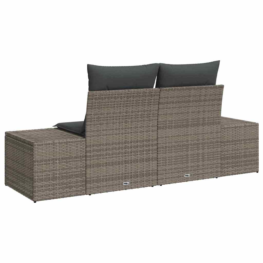 2-seters hagesofa med puter Grå Polyrotting
