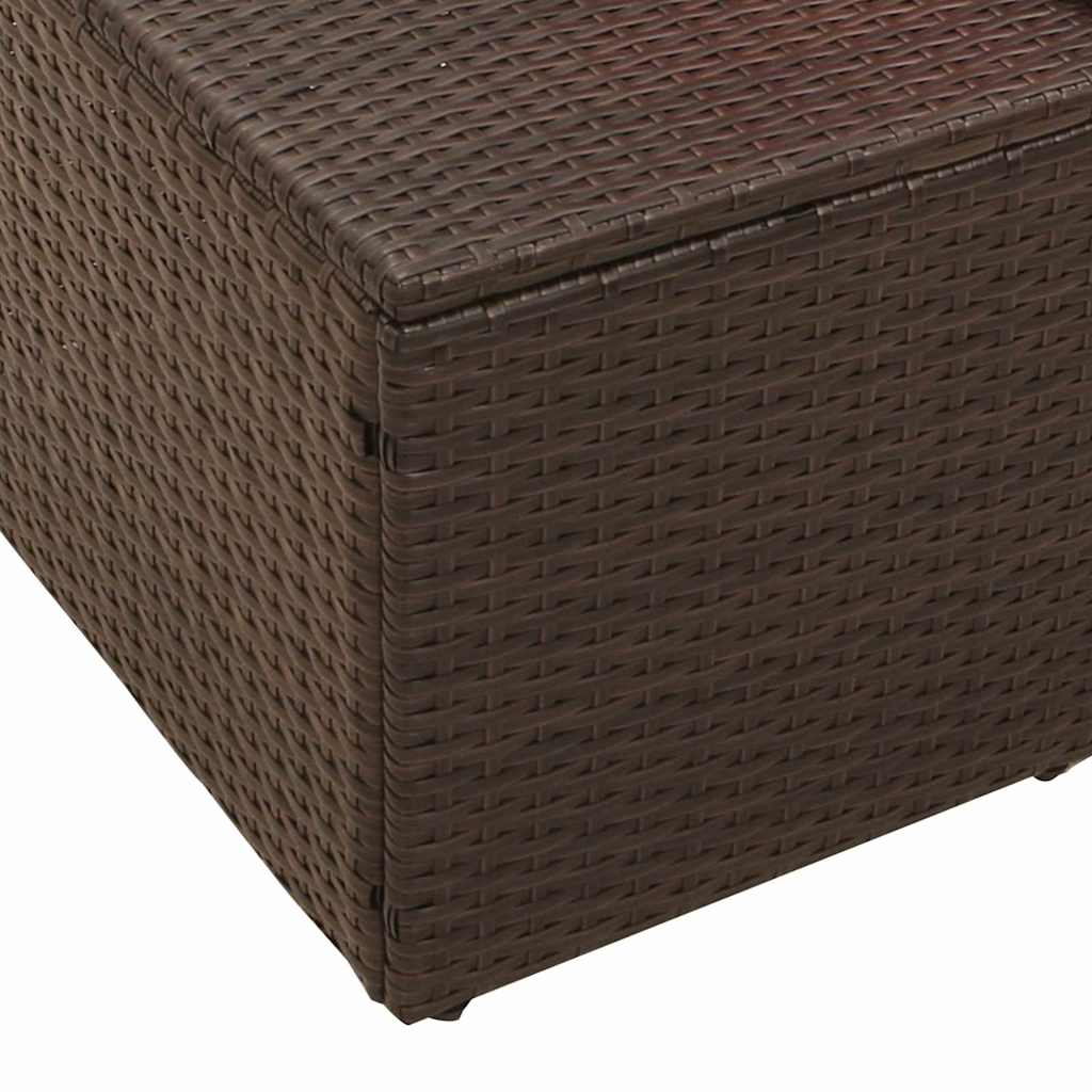 2-seters hagesofa med lagring & puter Brun Poly Rattan