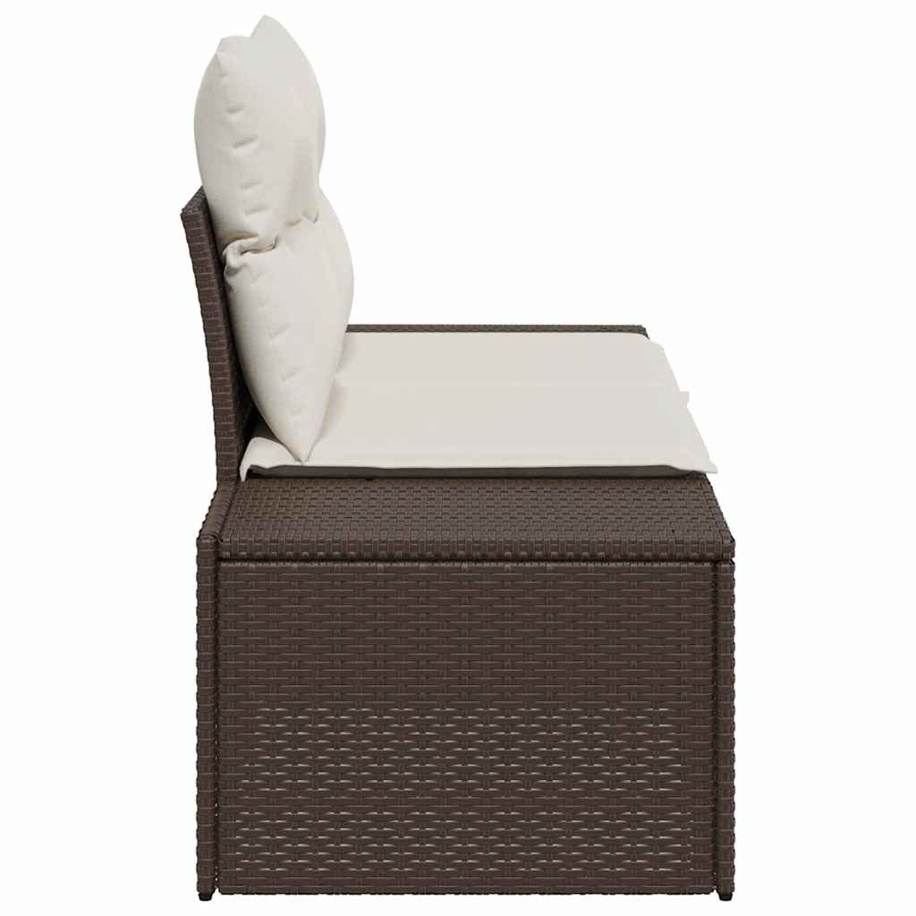 2-seters hagesofa med lagring & puter Brun Poly Rattan