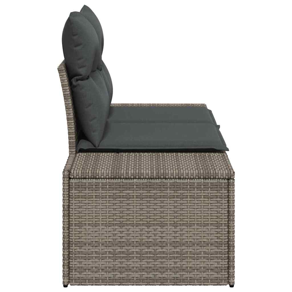 2-seters hage sofa med lagring og puter Grå Poly Rattan