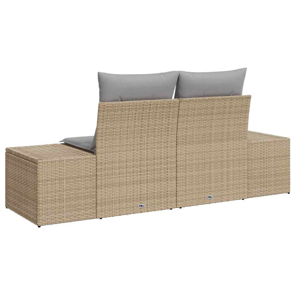 2-seters hagesofa med lagring og puter Beige Poly Rattan