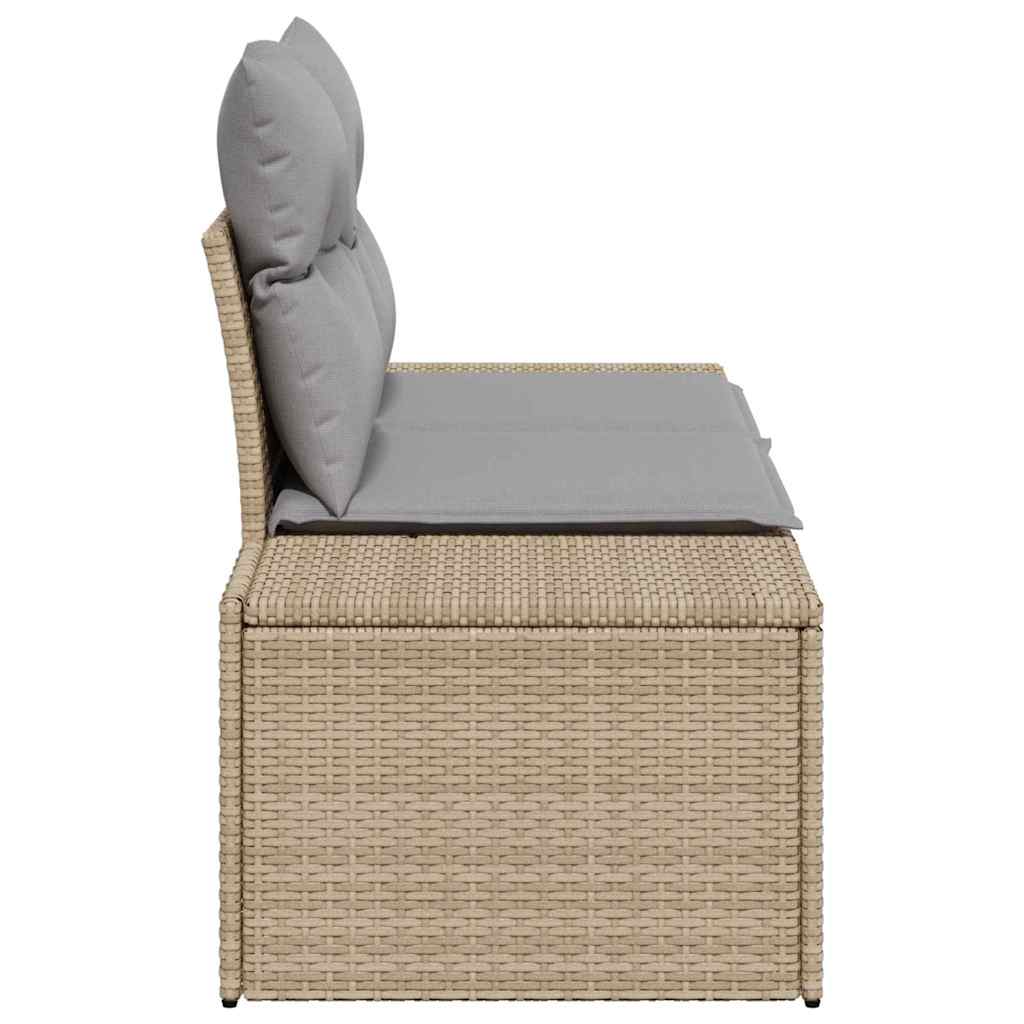 2-seters hagesofa med lagring og puter Beige Poly Rattan