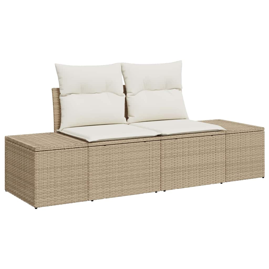 2-seters hagesofa med lagring og puter Beige Poly Rattan