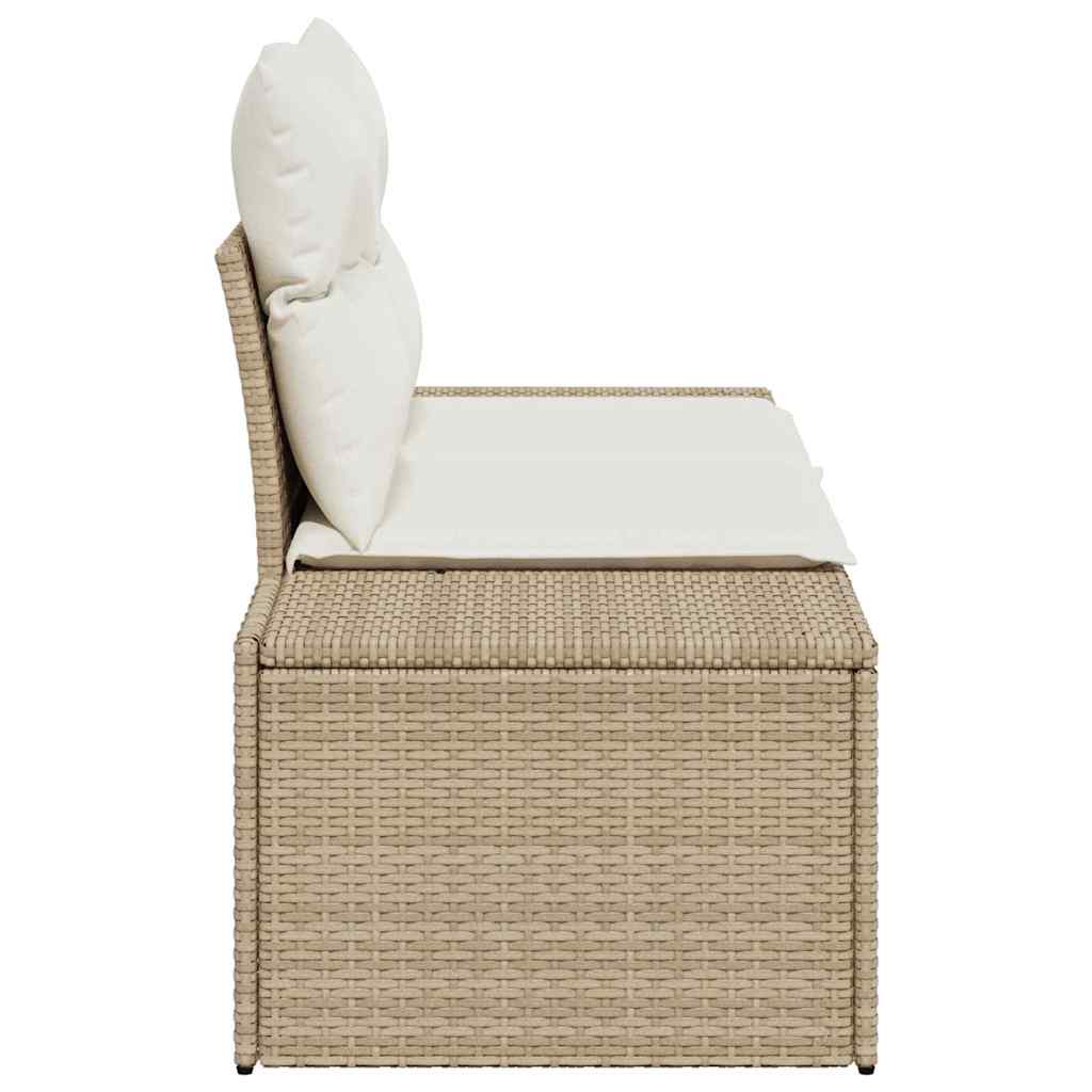 2-seters hagesofa med lagring og puter Beige Poly Rattan