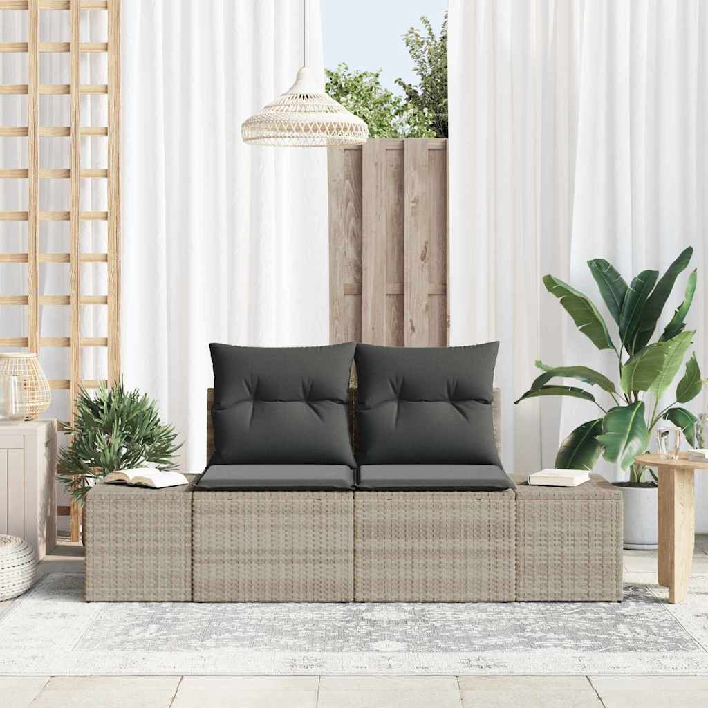 2-seters Hagesofa med Lagring & Puter Grå Polyrotting