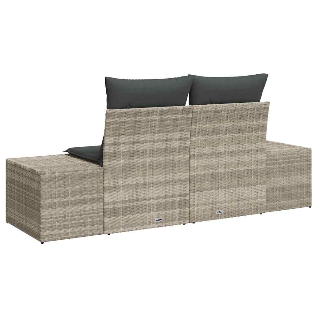 2-seters Hagesofa med Lagring & Puter Grå Polyrotting