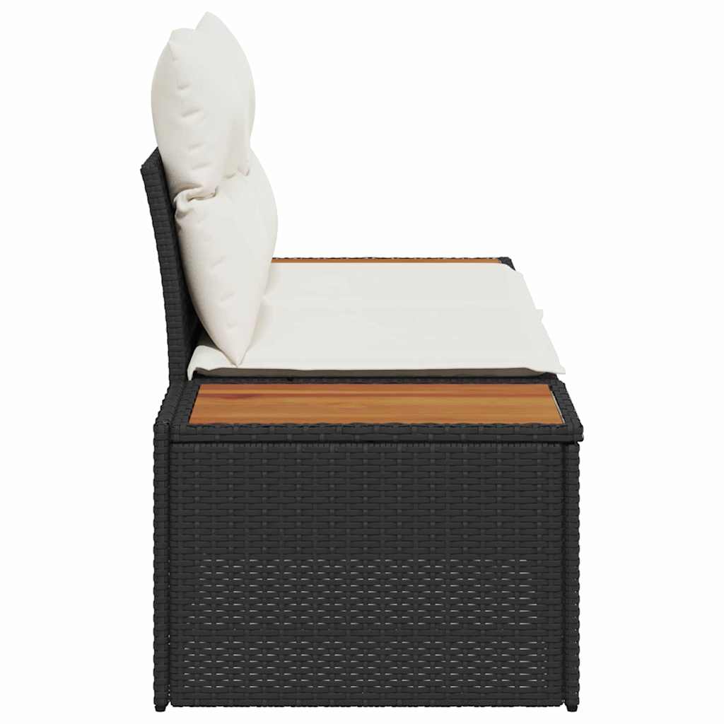 2-seters Hagesofa med Puter Svart Poly Rattan
