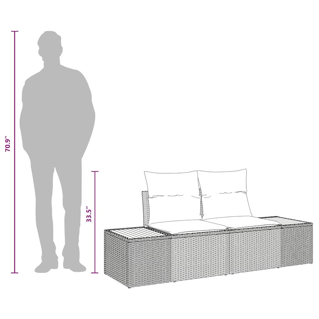 2-seters hage sofa med puter svart polyrotting
