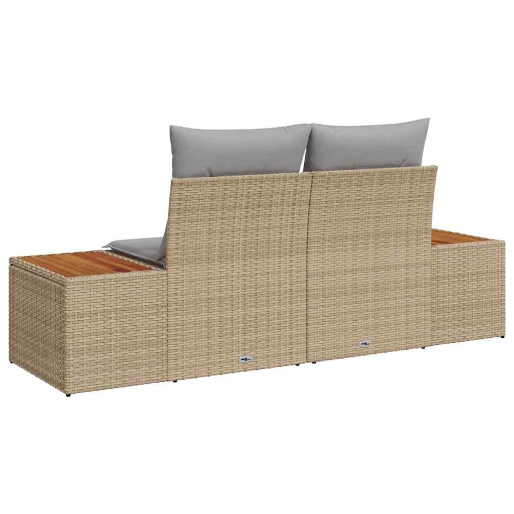 2-seters hagesofa med puter Beige Poly Rattan