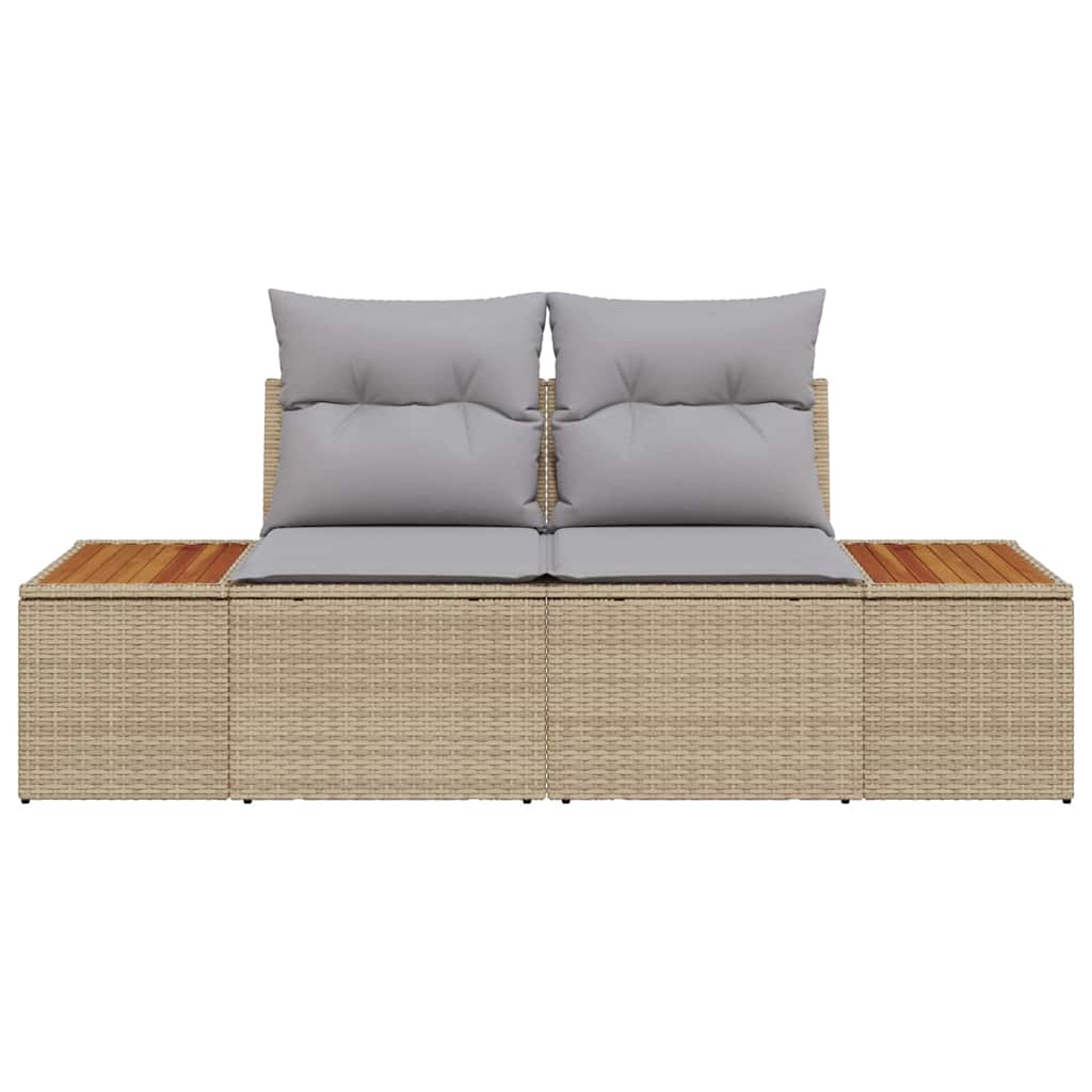 2-seters hagesofa med puter Beige Poly Rattan