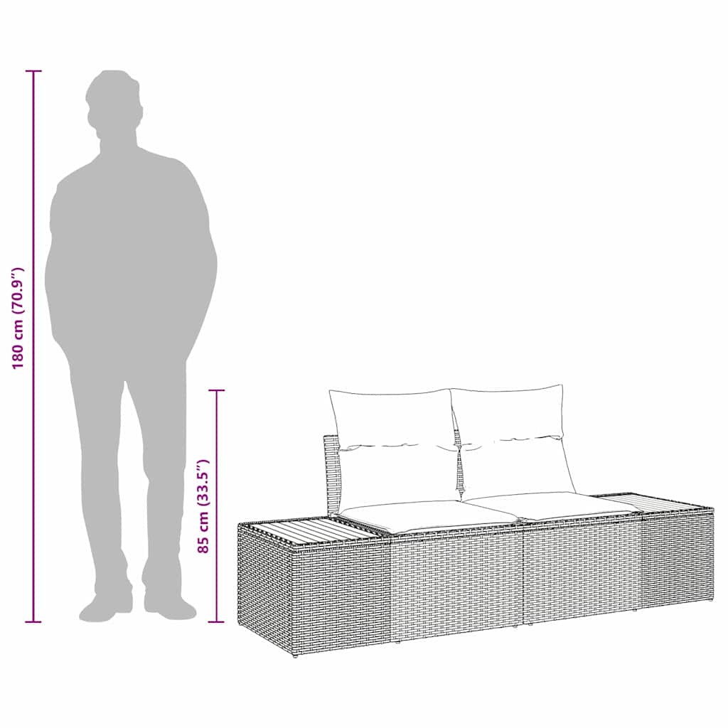 2-seters hagesofa med puter Beige Polyester Rattan