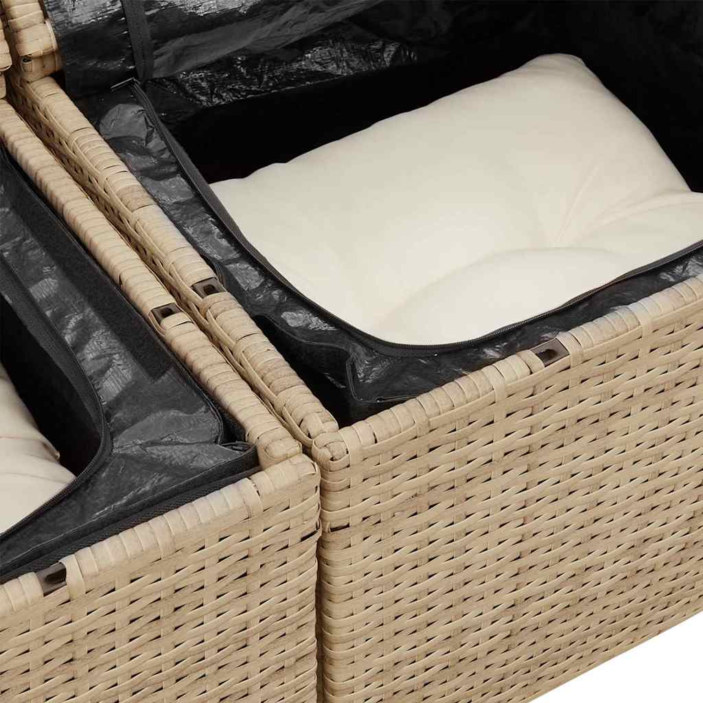 2-seters hage-sofa med lagring og puter Beige Polyrotting