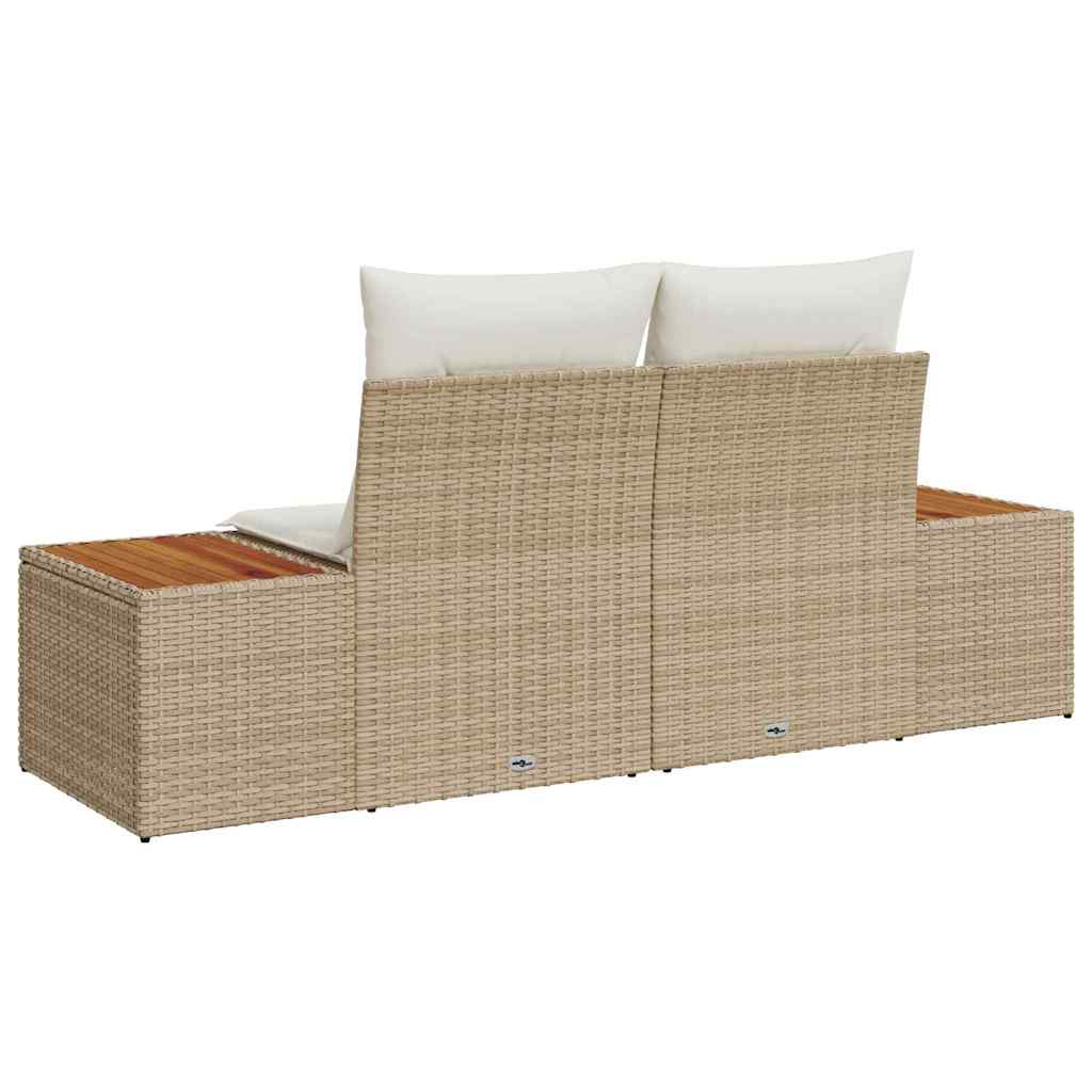 2-seters hage-sofa med lagring og puter Beige Polyrotting