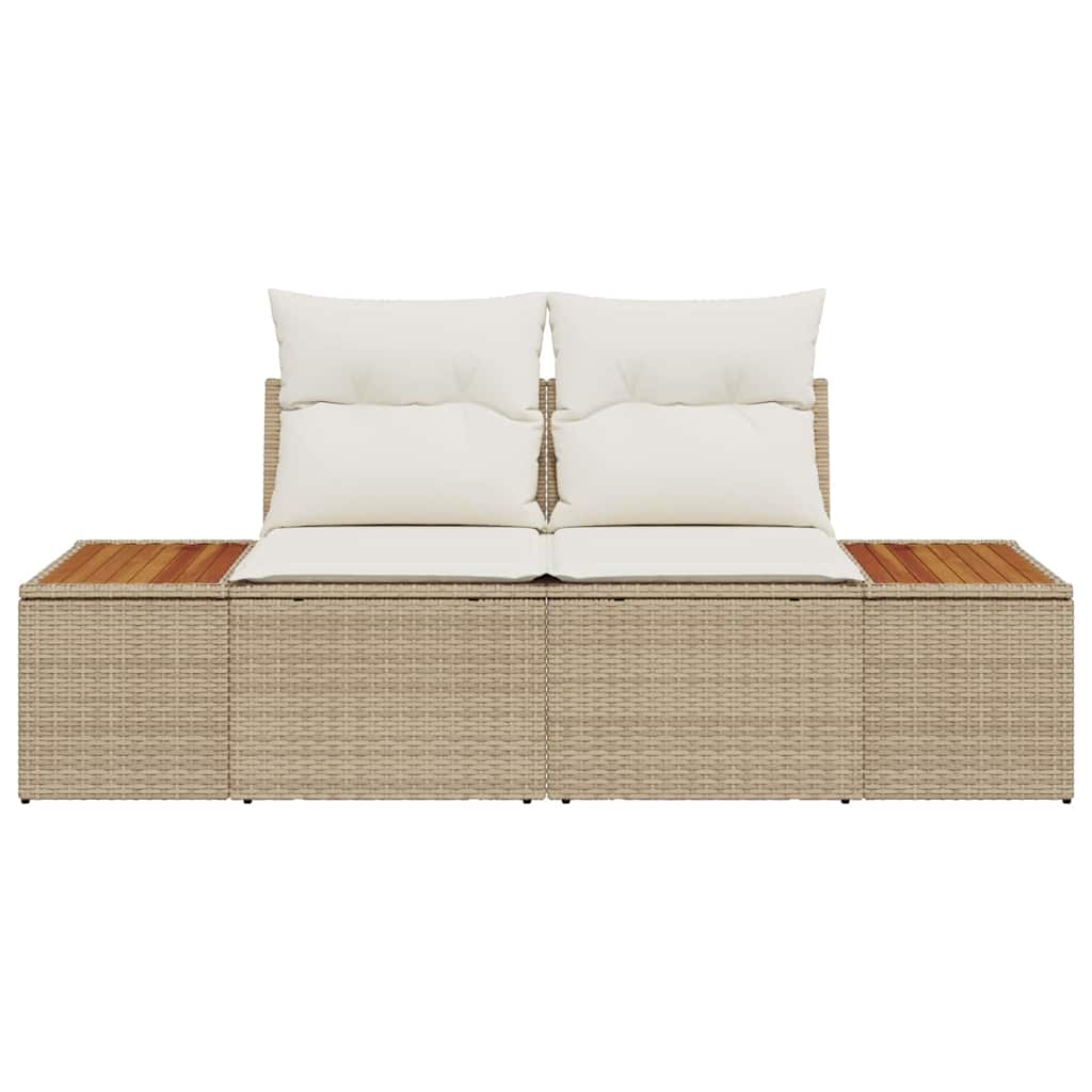 2-seters hage-sofa med lagring og puter Beige Polyrotting