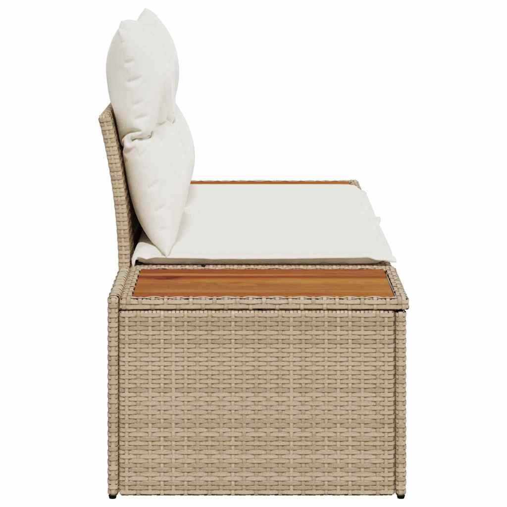 2-seters hage-sofa med lagring og puter Beige Polyrotting