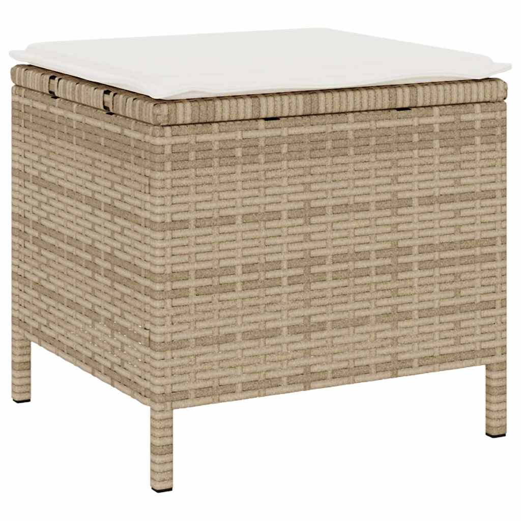 3 deler Hagedining sett med puter Beige Poly rotting Akasia