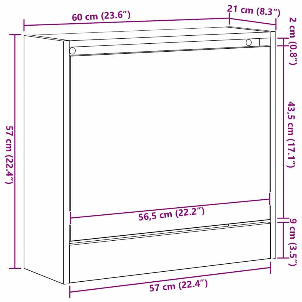 Skohylle Gamle Tre 60x21x57 cm Konstruert Tre
