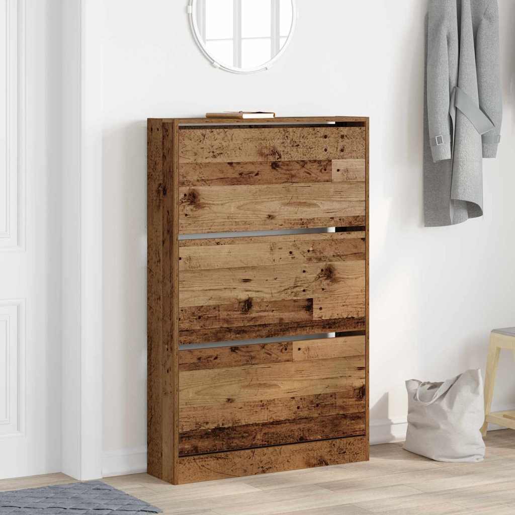 Skohylle Gammel Tre 80x21x125,5 cm Ingeniørtre