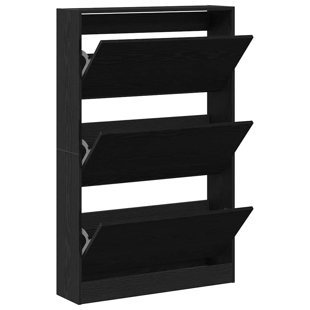 Skohylle Svart Eik 80x21x125,5 cm Konstruert Tre